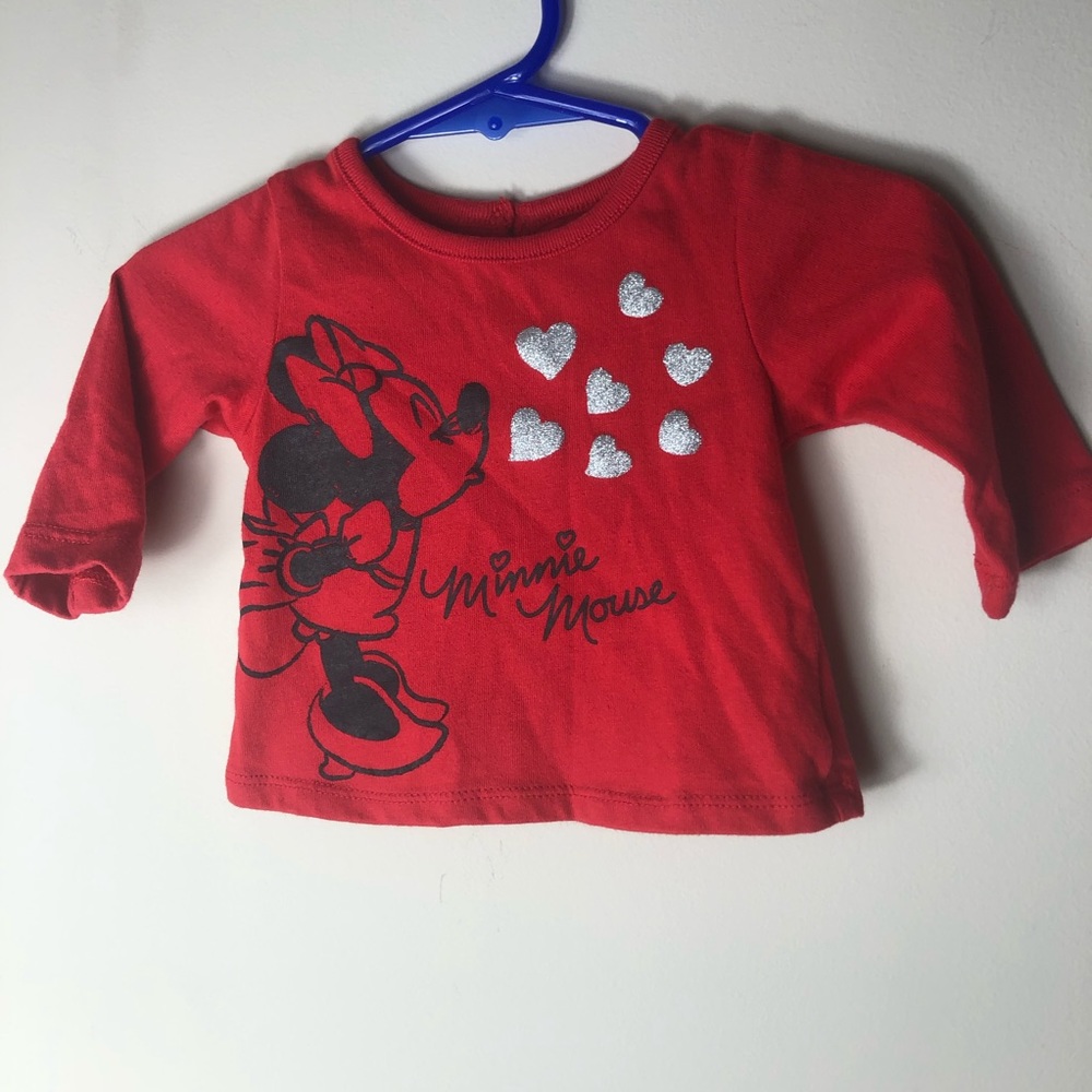 Disney Baby Red Minnie Mouse shirt 3/6 M